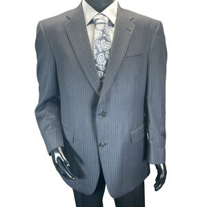 Hart Schaffner Marx Gold Trumpeter Gray Pin Stripe Wool Sport Coat Blazer Men 36